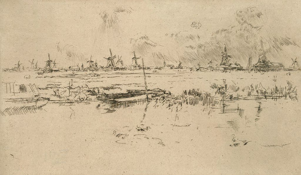 Zaandam, the Netherlands, c. 1889, by James McNeill Whistler reflects the artist's sensitivity to atmosphere and his mastery of tonal harmonies.