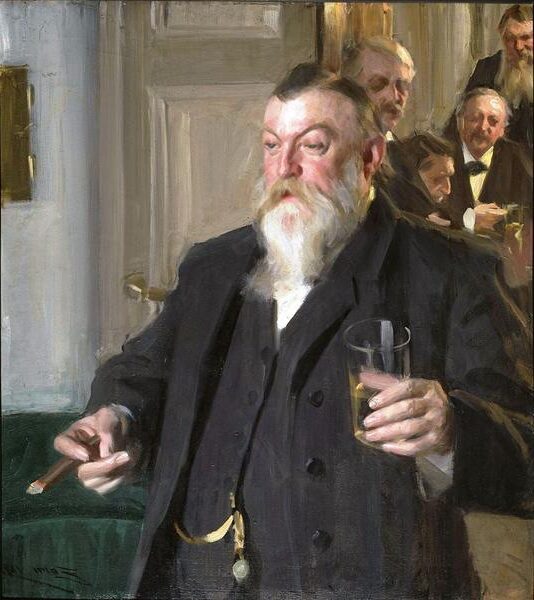 A Toast in the Idun Society (1892) by Anders Zorn reflects a lively gathering of intellectuals and artists raising their glasses in celebration