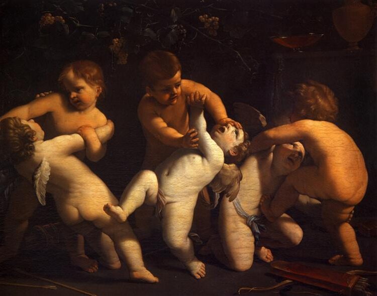 Angels (1627) by Guido Reni reflects themes of divinity, purity, and celestial beauty.