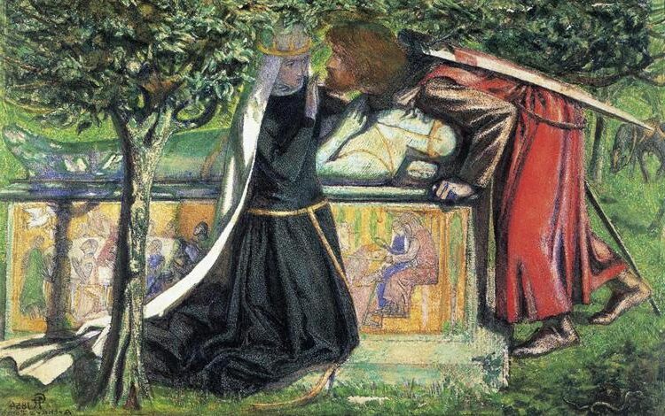 Arthur’s Tomb (1855) by Dante Gabriel reflects a melancholic and mystical interpretation of the Arthurian legend.