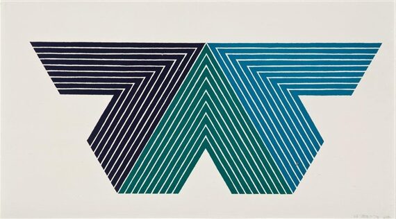 Black Adder (V Series), 1968, by Frank Stella,  reflects the tension between order and movement through stark contrast, curvilinear geometry, and precise formal composition.