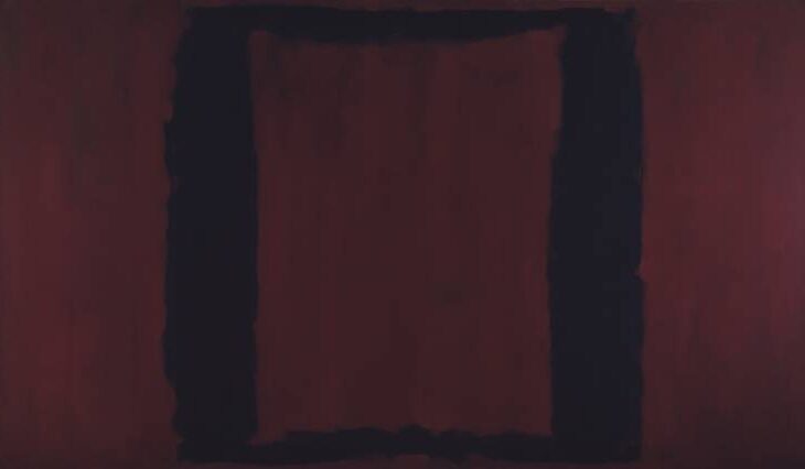 Black on Maroon, 1959 reflects Rothko’s shift towards darker, more solemn compositions.