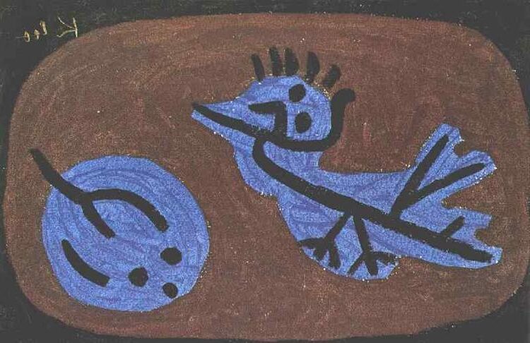 Blue Bird Pumpkin, 1939 reflects Paul Klee’s whimsical yet profound exploration of nature and symbolism. 