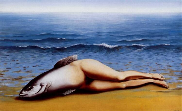 Collective Invention, 1934 by René Magritte challenges traditional mythological representations and evokes themes of absurdity, transformation, and estrangement.