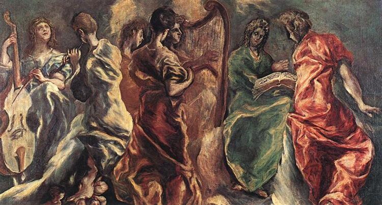 Concert of Angels (Concierto de Ángeles) (c. 1610) by El Greco reflects themes of divine harmony, celestial beauty, and spiritual transcendence.