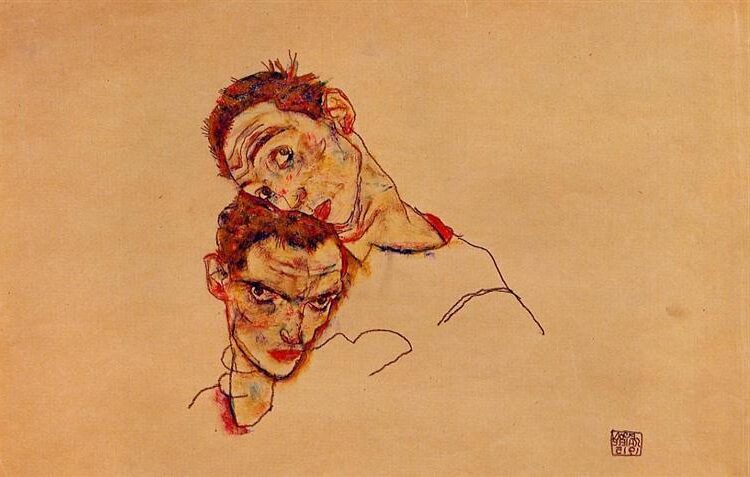 Double Self-Portrait (1915) by Egon Schiele reflects Schiele’s introspective and psychological depth