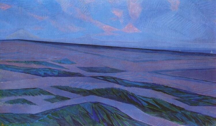 Dune Landscape (1911) by Piet Mondrian captures the sandy dunes of the Dutch coastline.