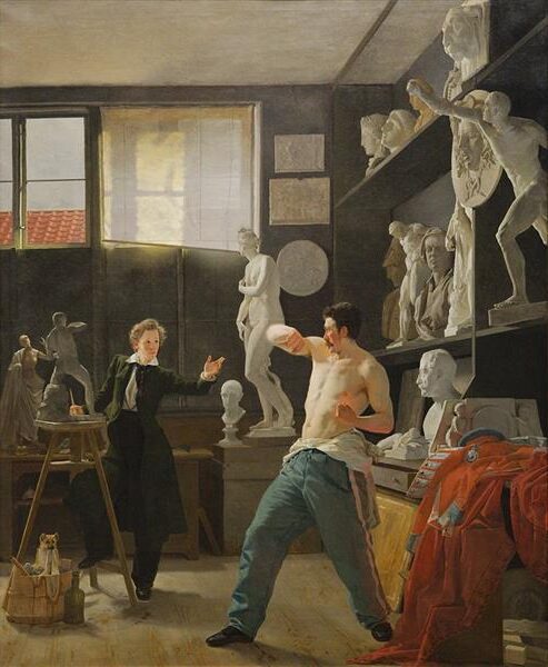 A Sculptor in his Studio Working from Life, 1827  reflects the intellectual seriousness and dedication of the artist’s craft