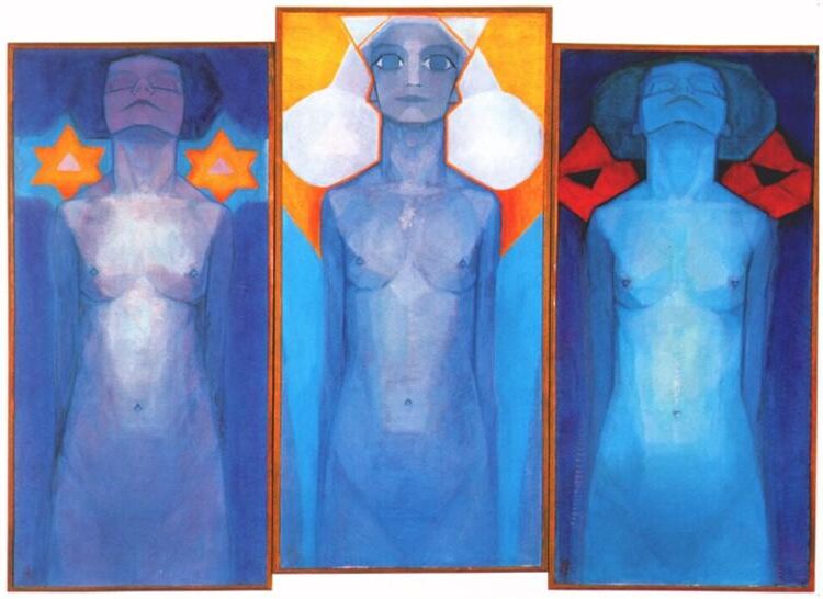 Evolution (1910–1911) by Piet Mondrian reflects his deep interest in Theosophy and the search for higher consciousness. 