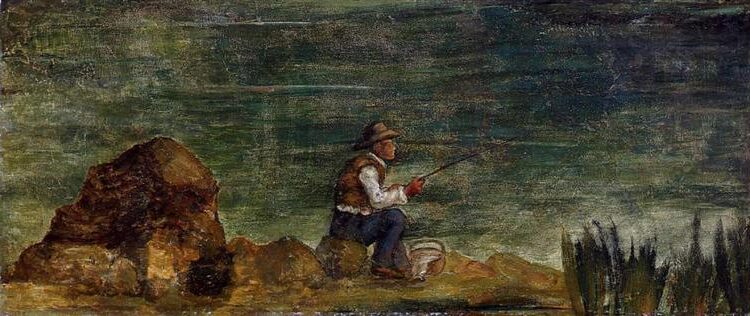 Fisherman on the Rocks by Paul Cezanne (c.1864)
