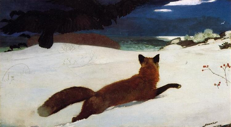 Fox Hunt, 1893 by Winslow Homer reflects the unforgiving struggle for survival in nature.