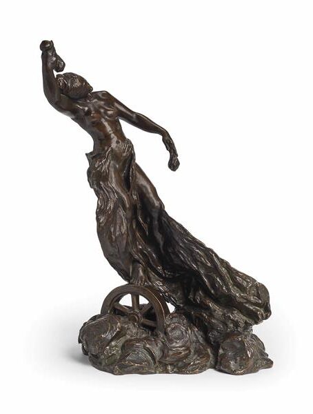 La Fortune (1900) by Camille Claudel reflects the theme of fate and destiny, capturing a female figure in a moment of contemplation or struggle