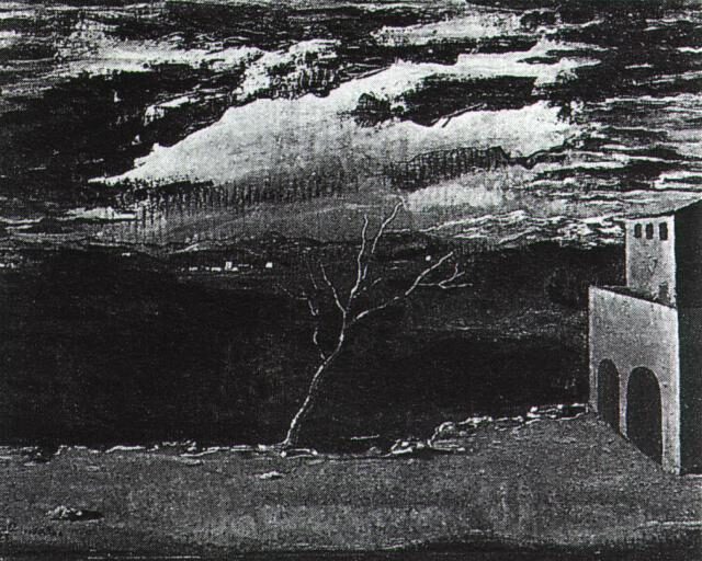 Landscape Near Ampurdan (1925) reflects a serene yet meticulously detailed view of the Catalonian countryside
