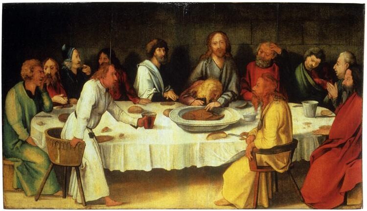 Last Supper (Coburg Panel) (c. 1500) by Matthias Grünewald reflects themes of humility and divine sacrifice.