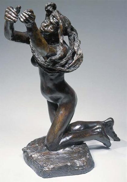 Le Dieu Envolé (1894) by Camille Claudel reflects a moment of transcendence, capturing a figure in the act of ascending or escaping