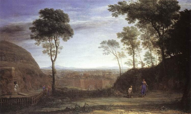 Noli Me Tangere, 1681 by Claude Lorrain reflects the biblical moment when Mary Magdalene encounters the resurrected Christ.