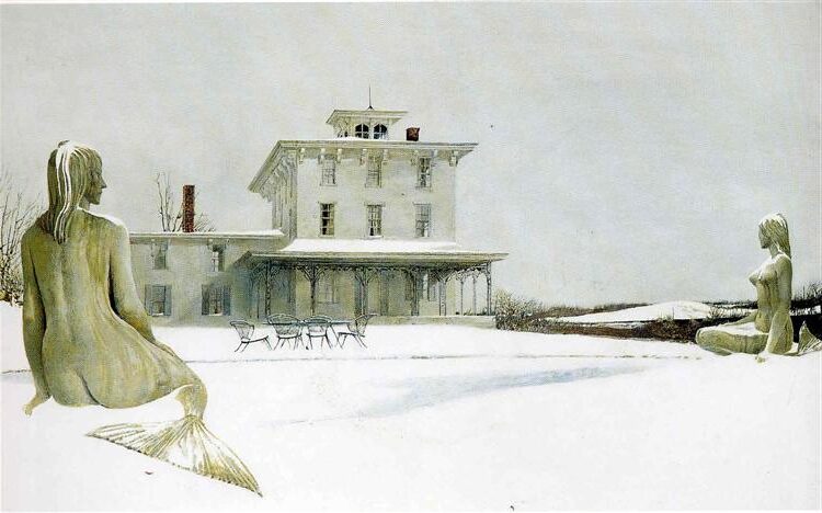 Painter’s Folly, 1989 by Andrew Wyeth reflects Wyeth’s fascination with architecture and the passage of time.