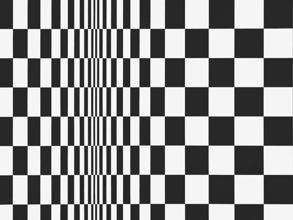 Movement in Squares (1961) reflects a dynamic optical illusion created through a precise arrangement of black and white squares