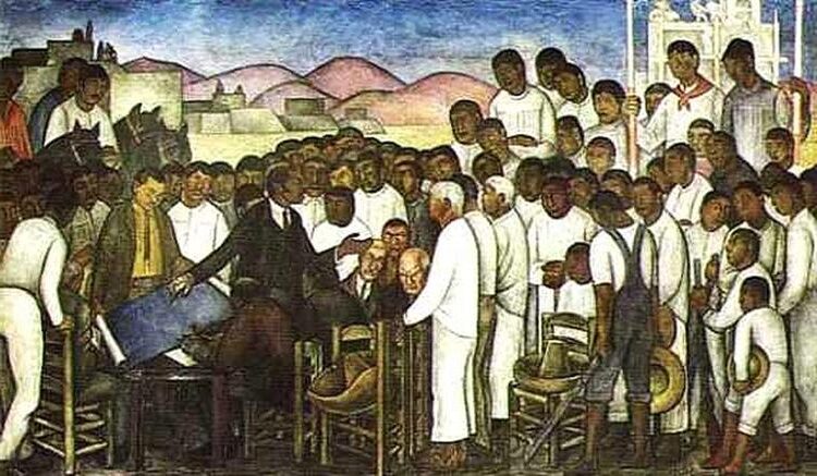 Partition of the Land, 1924 by Diego Rivera reflects themes of social justice and land reform.
