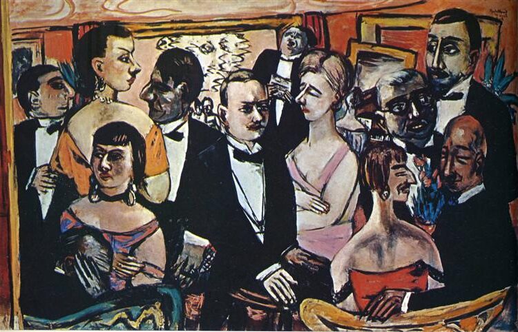 Paris Society, 1931–1947, by Max Beckmann reflects the complexity and decadence of high society.