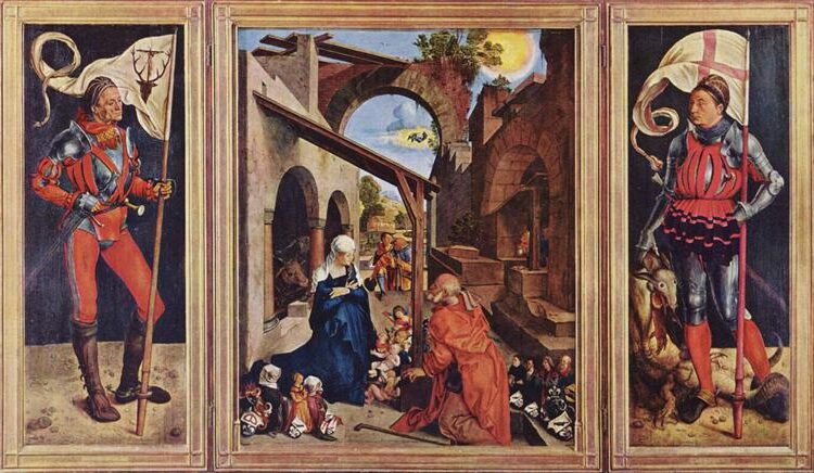 Paumgartner Altarpiece (c. 1503) by Albrecht Dürer reflects themes of devotion and divine revelation.