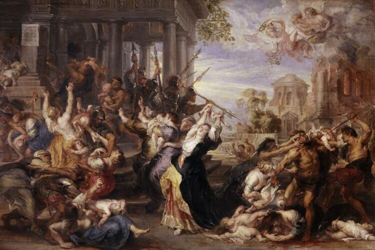 Massacre of the Innocents, 1637 reflects the brutality of war, the emotional depth of human suffering, and the dramatic intensity of the Baroque era.