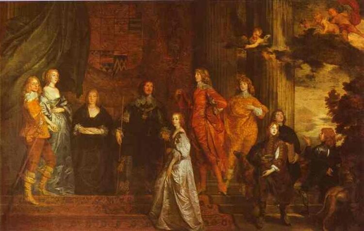 Philip, 4th Earl of Pembroke and His Family (c. 1630) reflects themes of aristocratic status, lineage, and Baroque elegance.