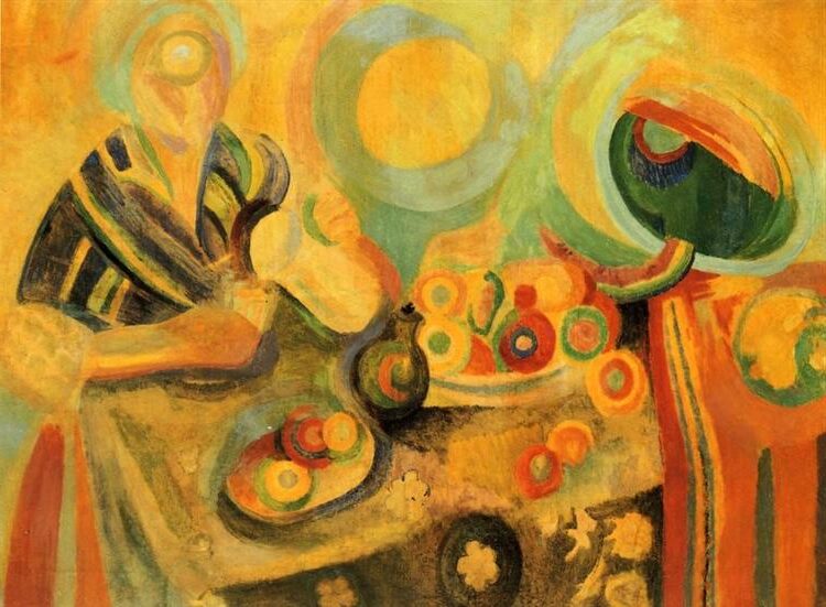 Pouring (1915–1916) by Robert Delaunay  reflects his transition into pure abstraction.