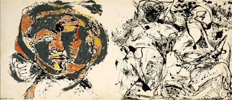 Portrait and a Dream, 1953 by Jackson Pollock reflects a stark contrast between control and chaos.
