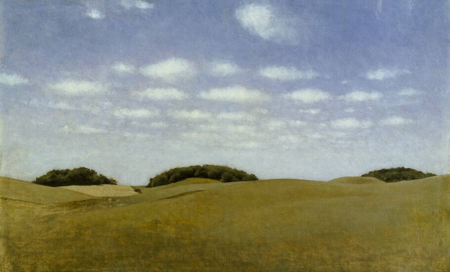 Landscape, From Lejre (1905) by Vilhelm Hammershøi reflects the artist’s signature minimalist approach to nature