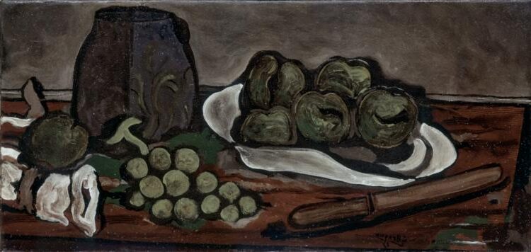 Still Life with Fruits, c. 1925 reflects Braque’s shift from early Cubism to a more refined, decorative approach.