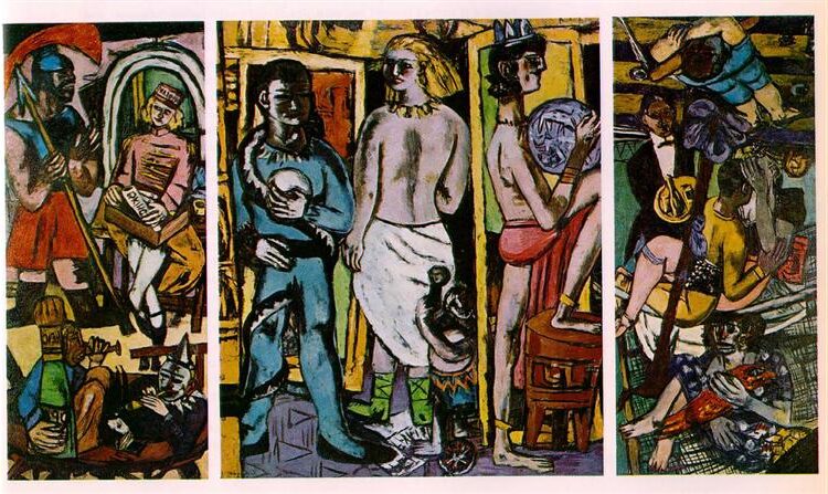 The Acrobats, 1939, by Max Beckmann reflects a sense of tension and performance.