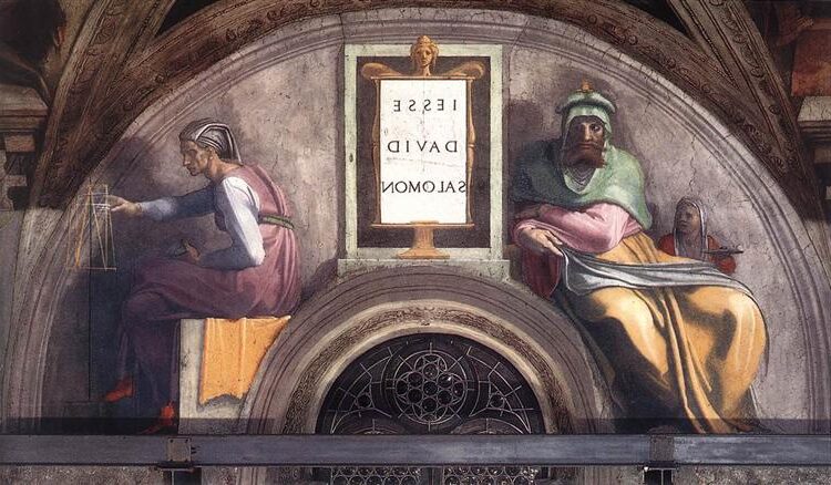 The Ancestors of Christ: David, Solomon by Michelangelo in 1511 reflects the divine lineage of Jesus Christ.