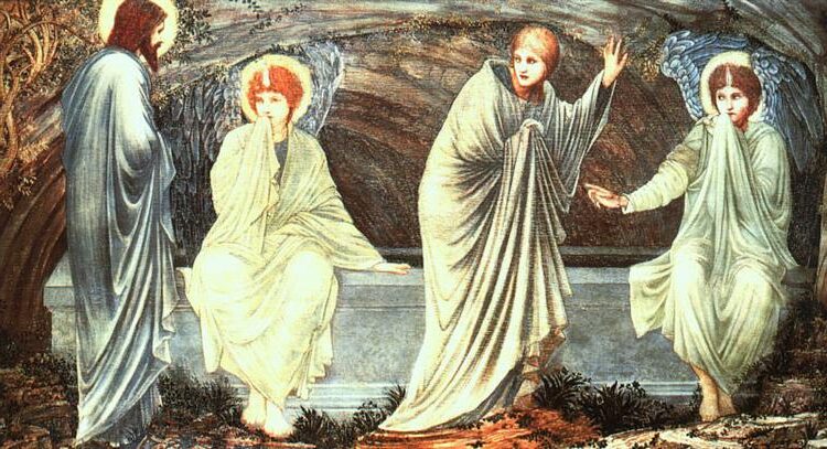 The Morning of the Resurrection, Edward Burne-Jones, 1882 reflects a serene yet profound moment of divine revelation and renewal.