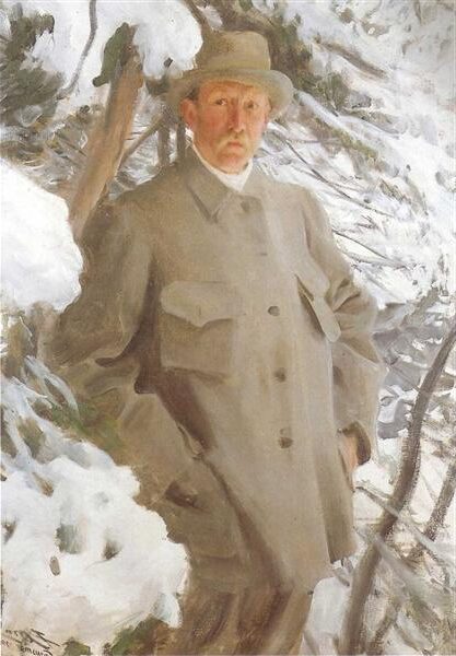 The Painter Bruno Liljefors (1906) by Anders Zorn reflects a dignified portrait of the renowned Swedish wildlife artist, Bruno Liljefors