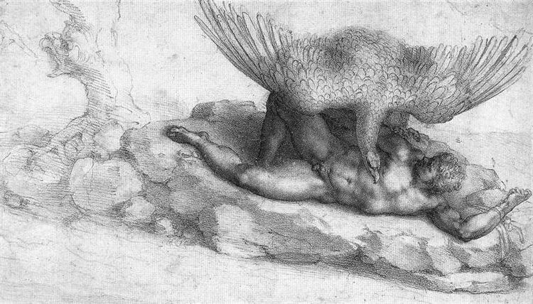 The Punishment of Tityus by Michelangelo in 1532