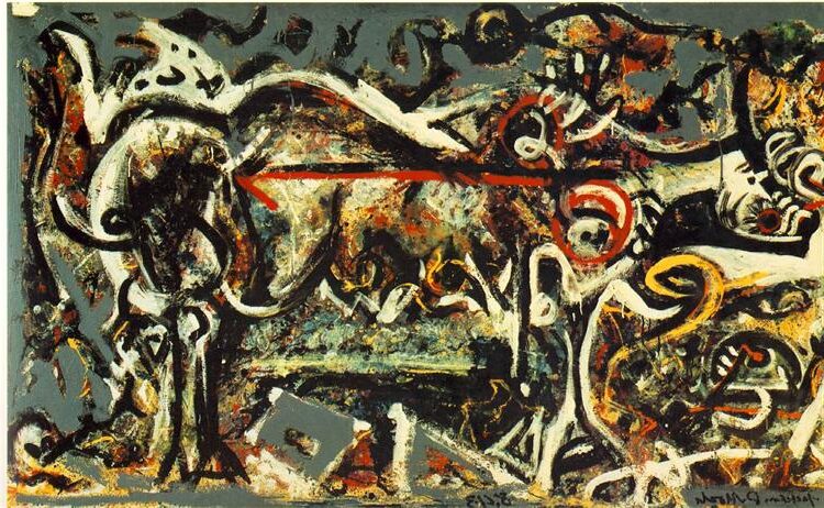 The She-Wolf, 1943 reflects Pollock’s transition from surrealist influences to his unique abstract expressionist style.