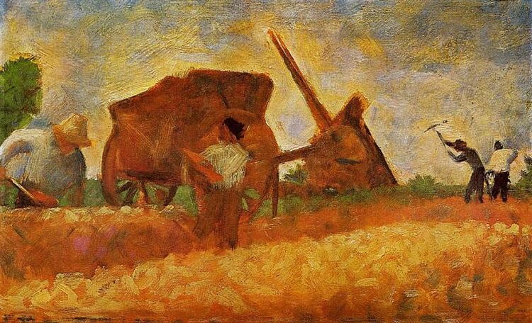 The Stone Breakers (Les Terrassiers) by Georges Seurat (1883) emphasizes on effort and endurance.
