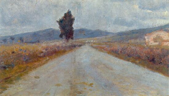 The Tuscan Road, 1899, by Amedeo Modigliani reflects a picturesque and atmospheric landscape.