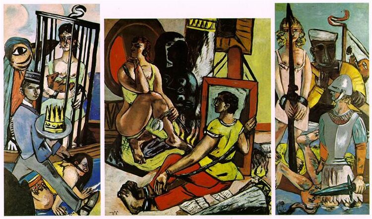 Triptych of the Temptation of St. Anthony, 1936–1937 reflects the struggle of spiritual endurance amidst chaos and temptation.