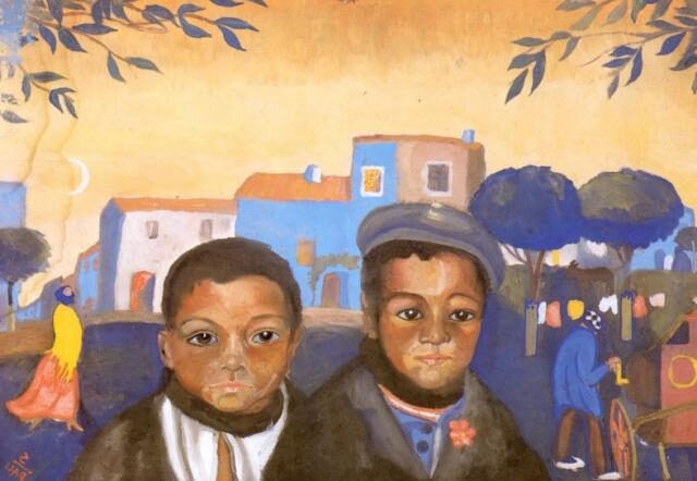 Two Gypsy Lads, 1920–1921 reflects Dalí’s fascination with traditional Spanish themes and his academic training in realism.