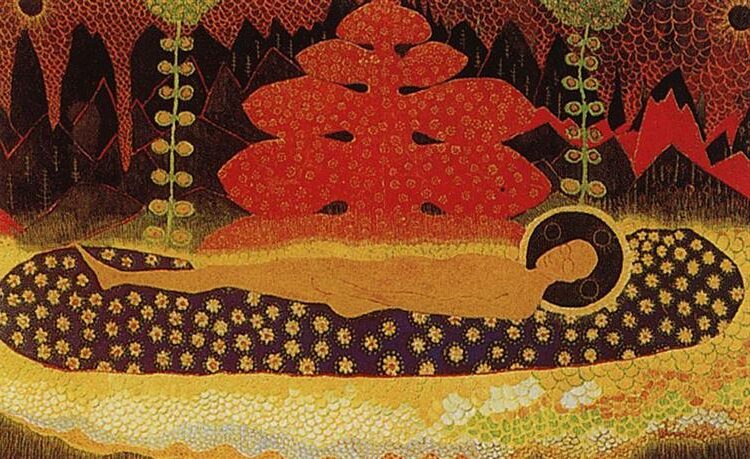 Veil (Плащаница), 1908 by Kazimir Malevich reflects his experimentation with different styles before his transition into Suprematism.