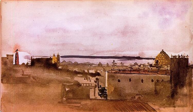 View of Naples, 1860 by Edgar Degas  reflects his early interest in landscapes and architectural forms.