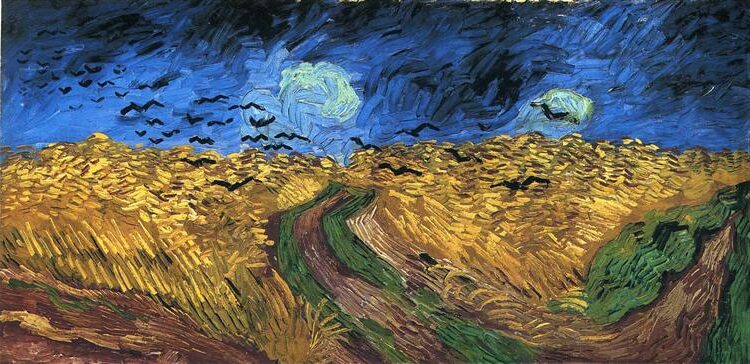 Wheatfield with Crows (1890) by Vincent van Gogh reflects a profound sense of turbulence and emotional intensity