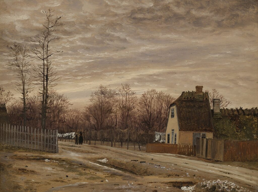 Evening after a Thaw. Taabæk, North of Copenhagen (1850 – 1859)  reflects a sense of renewal and quiet resilience in the Danish landscape.