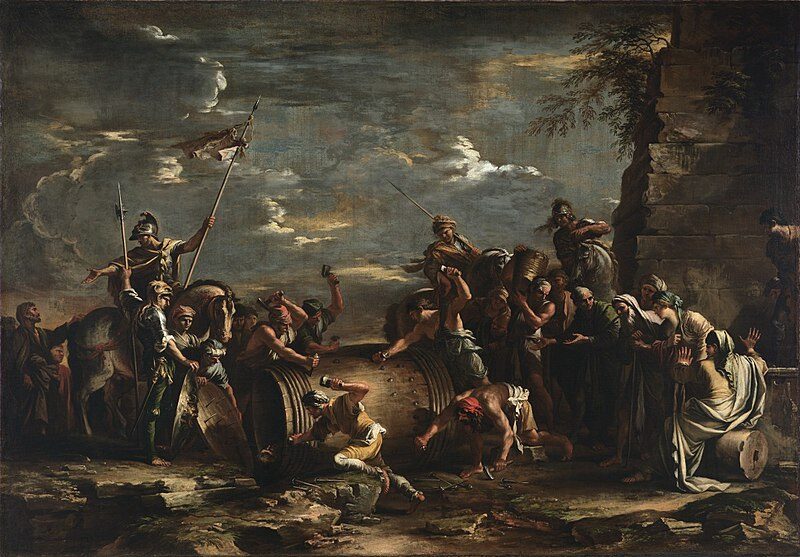 The Death of Regulus (c. 1650–1652) by Salvator Rosa reflects Rosa's skill in portraying intense emotion and heroic sacrifice.