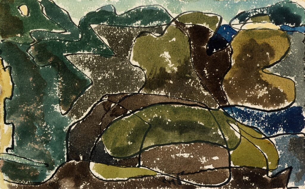 Over the Harbor, Centerport, 1942, by Arthur Dove reflects a serene yet dynamic vision of coastal life through flowing abstraction and harmonious color.