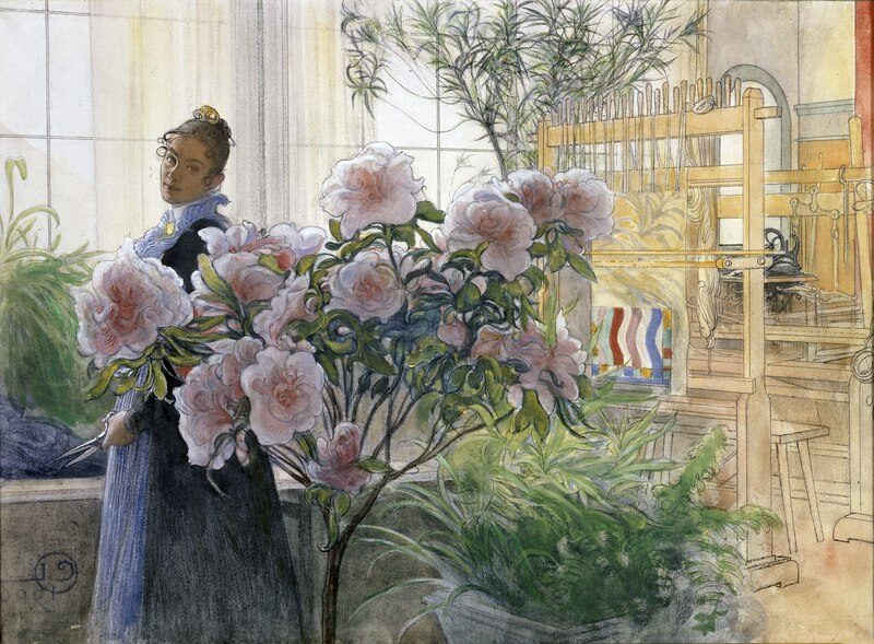 Azalea, 1906 by Carl Larsson reflects the artist's admiration for nature and domestic tranquility.