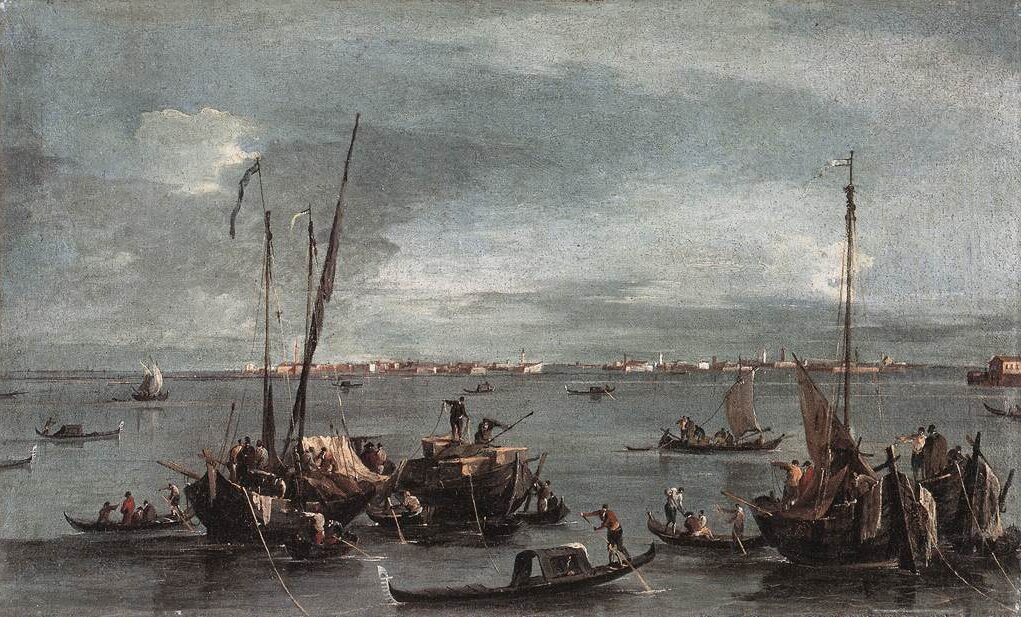 Lagoon Looking Towards Murano from the Fondamenta Nuova (1765–1770) reflects the serene and atmospheric beauty of Venice’s lagoon.