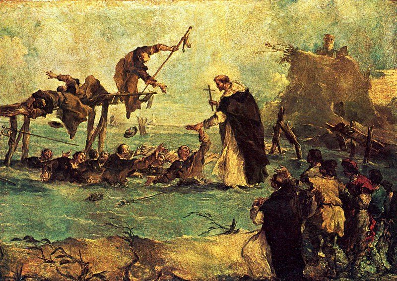 Miracle of a Dominican Saint (1763) by Francesco Guardi reflects the artist’s ability to depict religious themes with dramatic lighting and expressive figures.